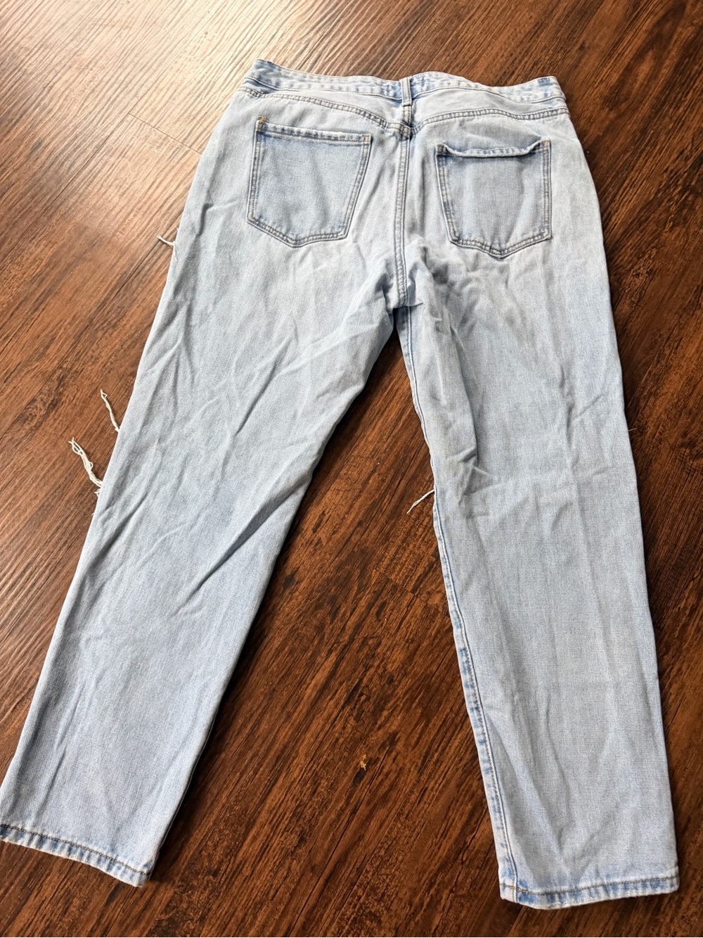 Forever 21 Light Blue Distressed Straight Leg Jeans - Picture 3 of 3